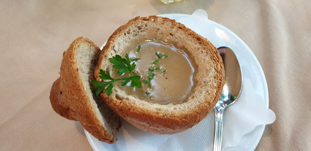 what about this.. fresh local mushroom soup inside a bread bun!!