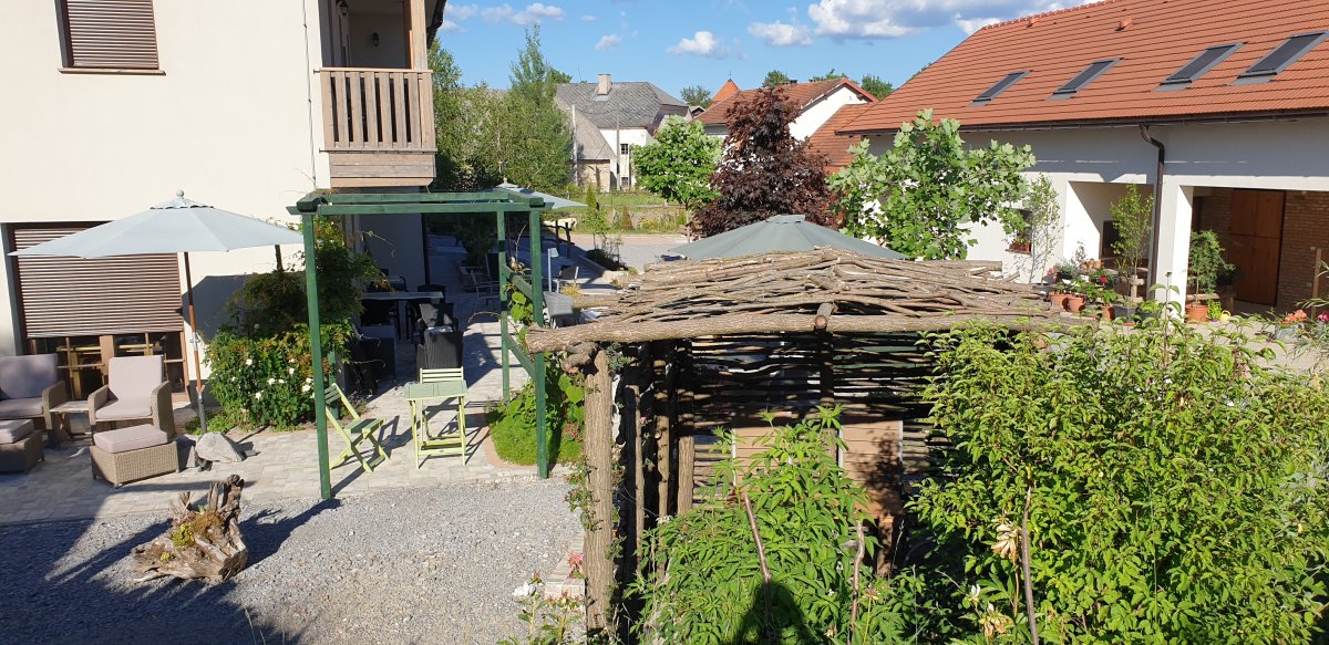 our new garden box terrace is shielded from the sun by 3 wooden walls, with a view out to Nanos.. our new garden box terrace is shielded from the sun by 3 wooden walls, with a view out to Nanos..