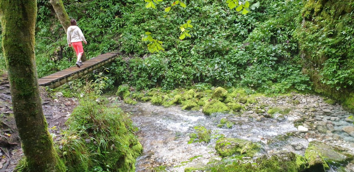 crossing the bridge at Kamnik springs.. crossing the bridge at Kamnik springs..