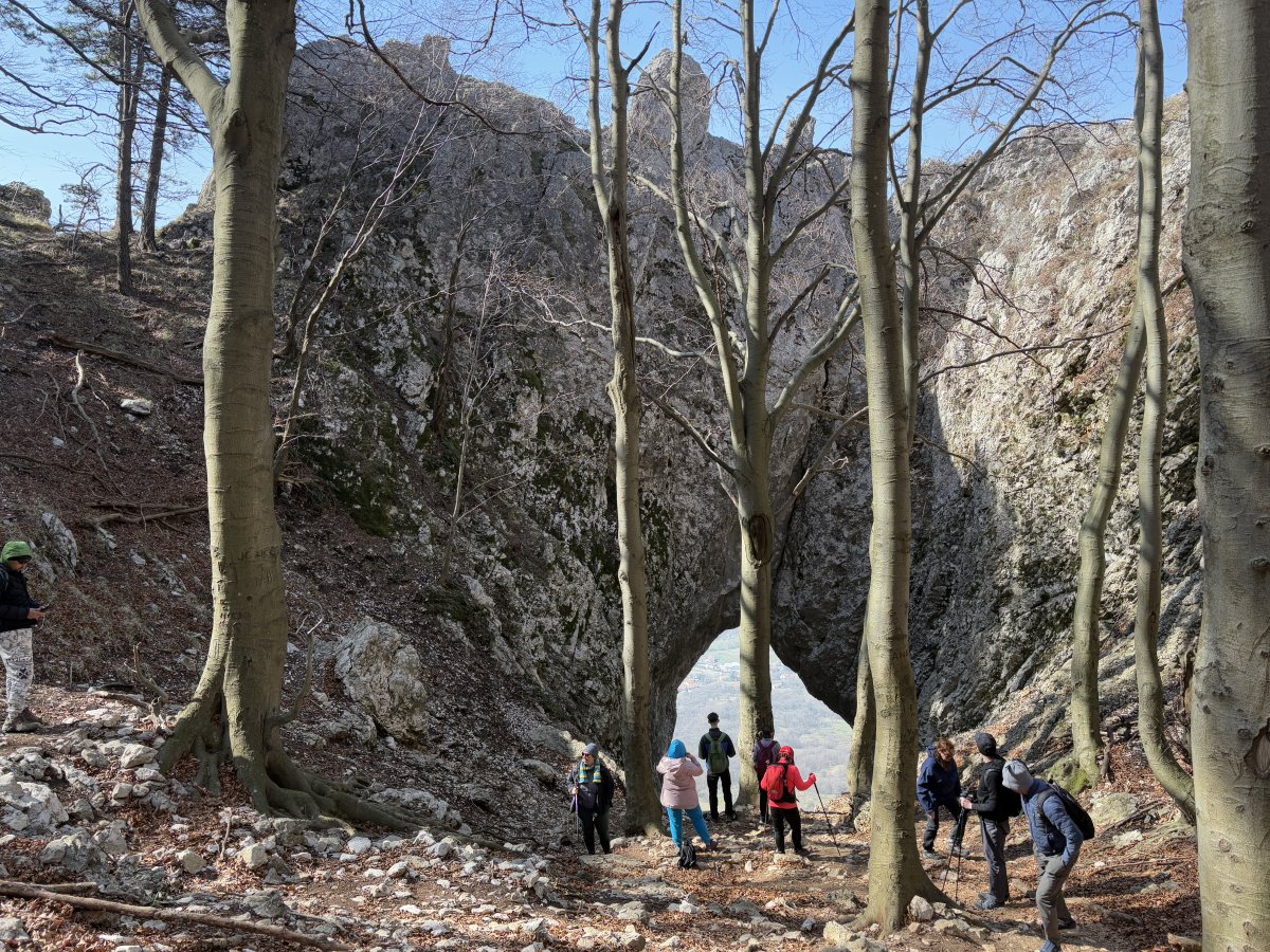Hike in the Green Karst to a 12m high natural window at the top of a 1,000m high cliff.. Hike in the Green Karst to a 12m high natural window at the top of a 1,000m high cliff..