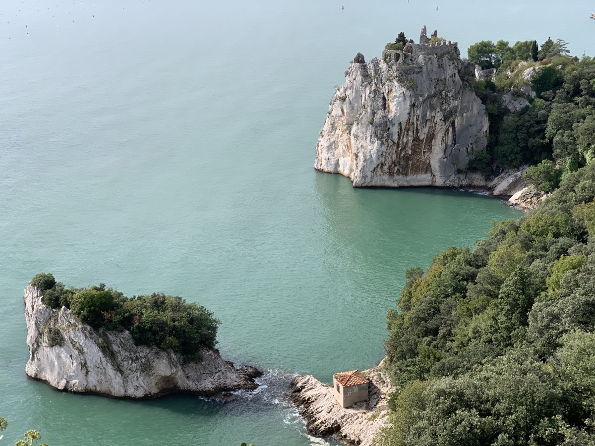 Sensational view of the Old Castle from Duino Castle.. Sensational view of the Old Castle from Duino Castle..