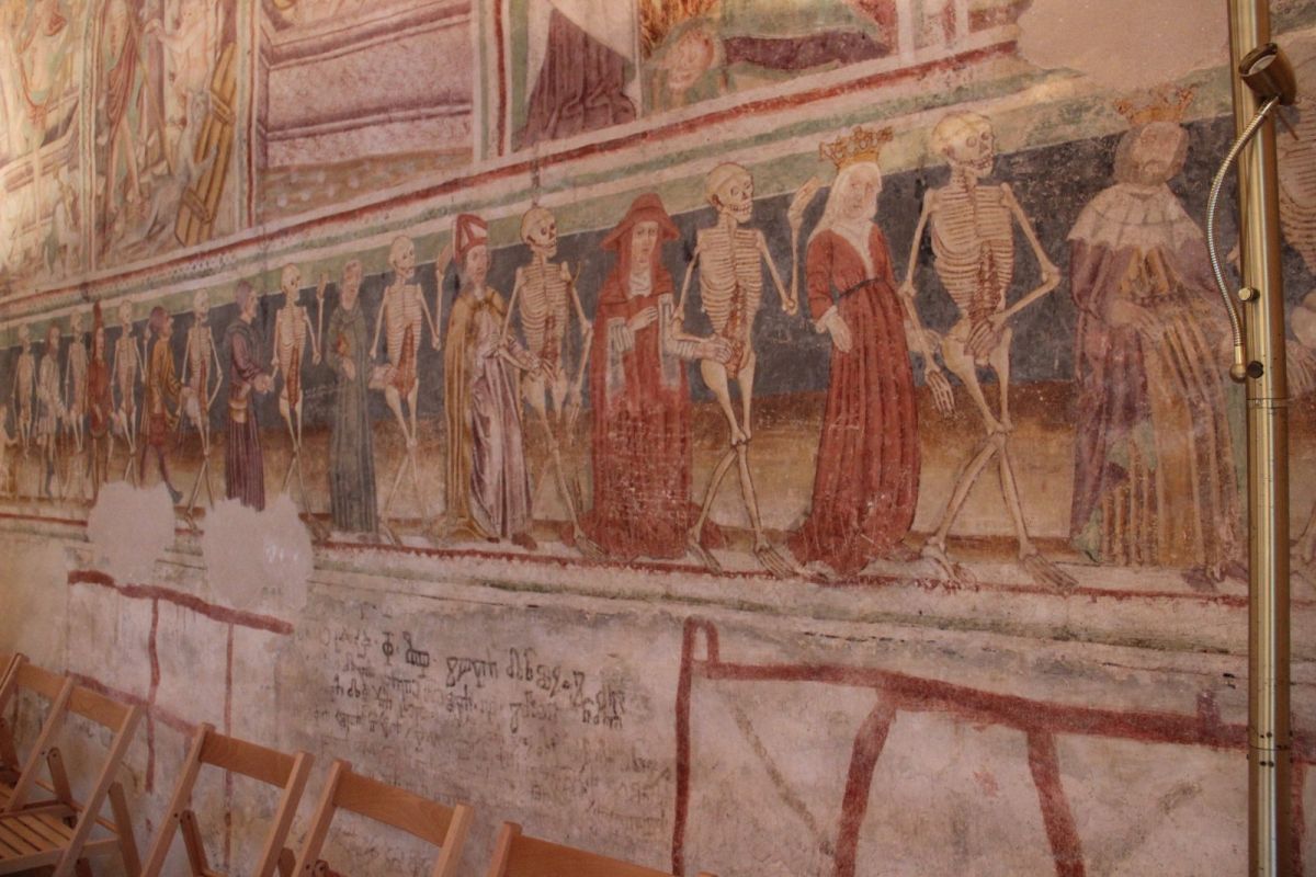 the uberincredible Dance of Death fresco inside Hrastovlje church, just over 30 mins from the Lodge.. the uberincredible Dance of Death fresco inside Hrastovlje church, just over 30 mins from the Lodge..