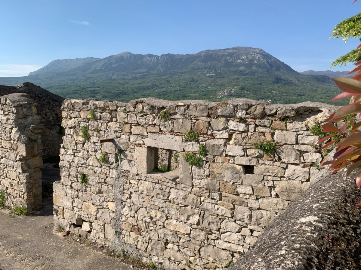 Nanos 1,313m is the highest mountain at the start of the Vipava valley and Caven, 1,242m here in the middle, by Kriz, is the second highest.. Nanos 1,313m is the highest mountain at the start of the Vipava valley and Caven, 1,242m here in the middle, by Kriz, is the second highest..