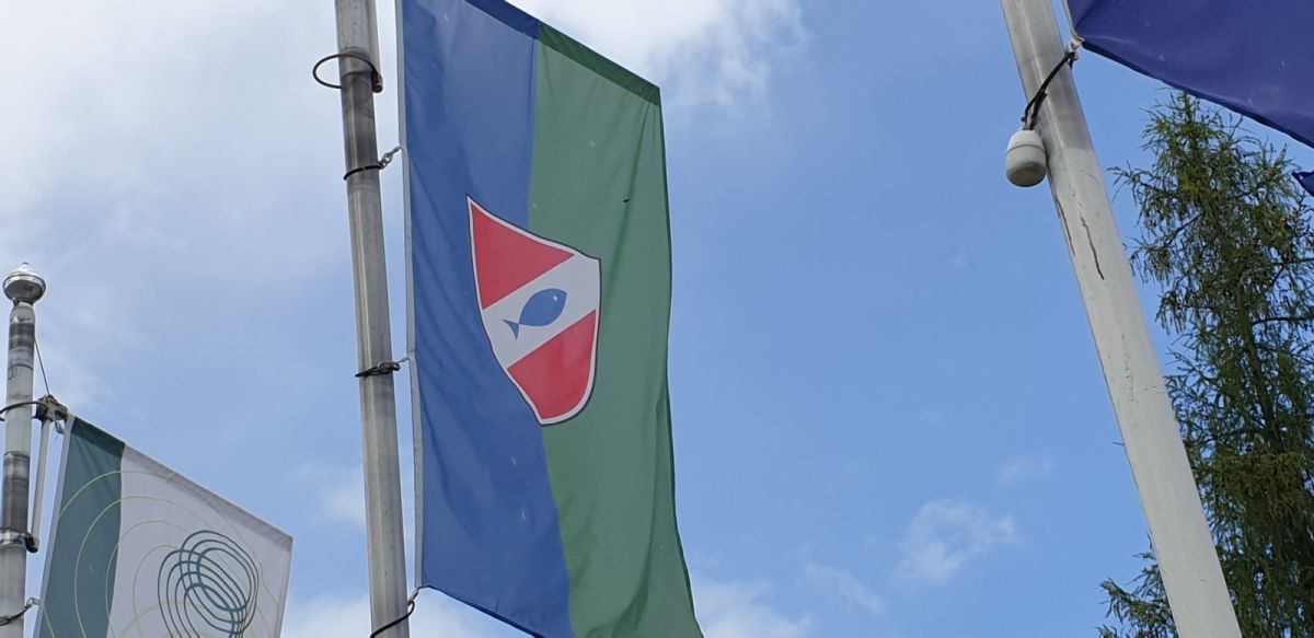 the Ribnica municipality flag with the Big Fish.. the Ribnica municipality flag with the Big Fish..