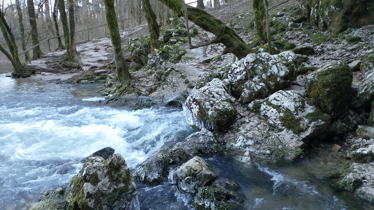 You have to do a bit of rock hopping to follow the path behind this spring..