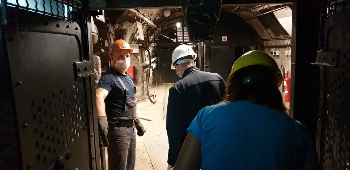 a real miner takes you down in a real lift..