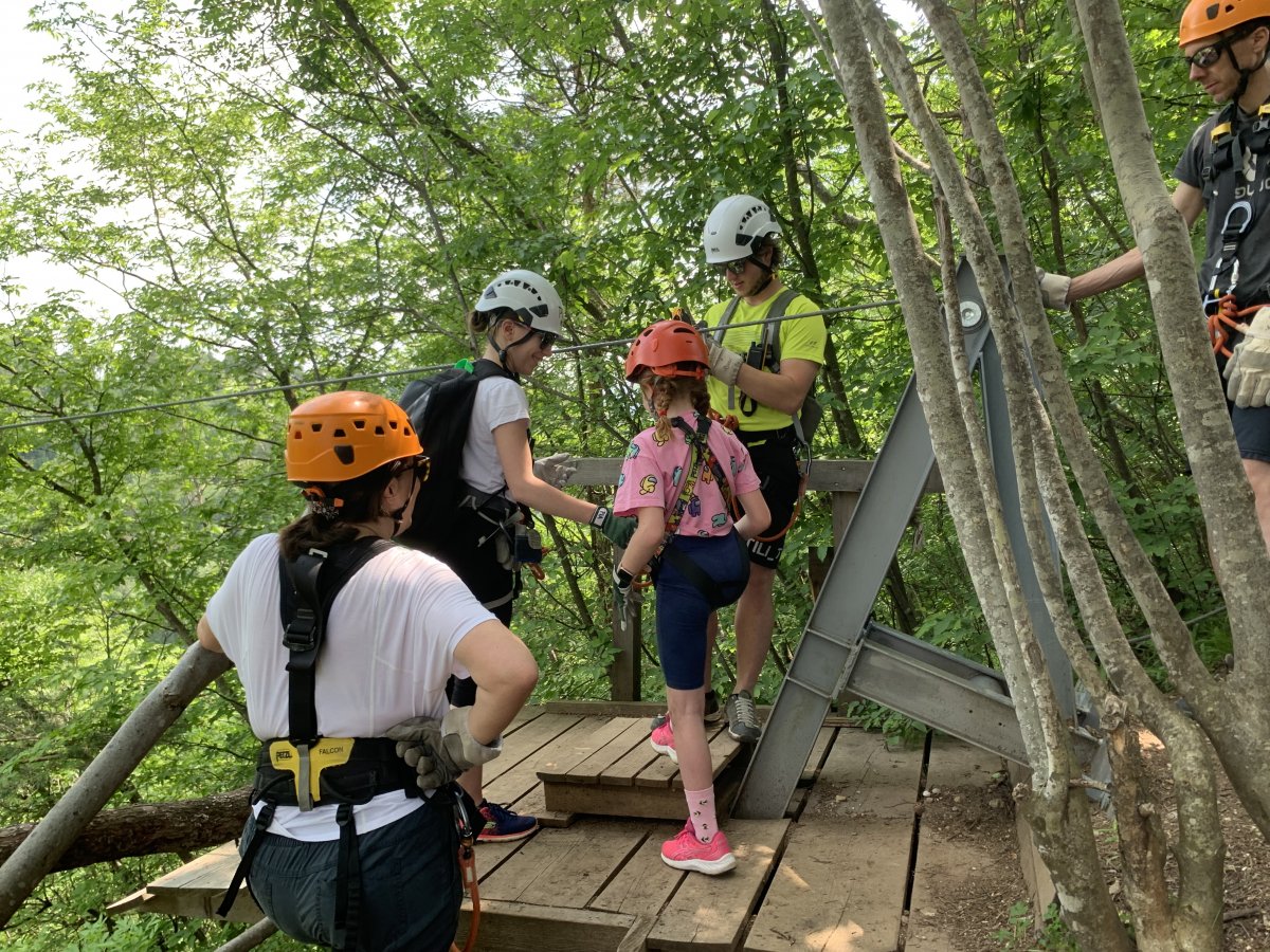 Little ones ride first with one of the guides..