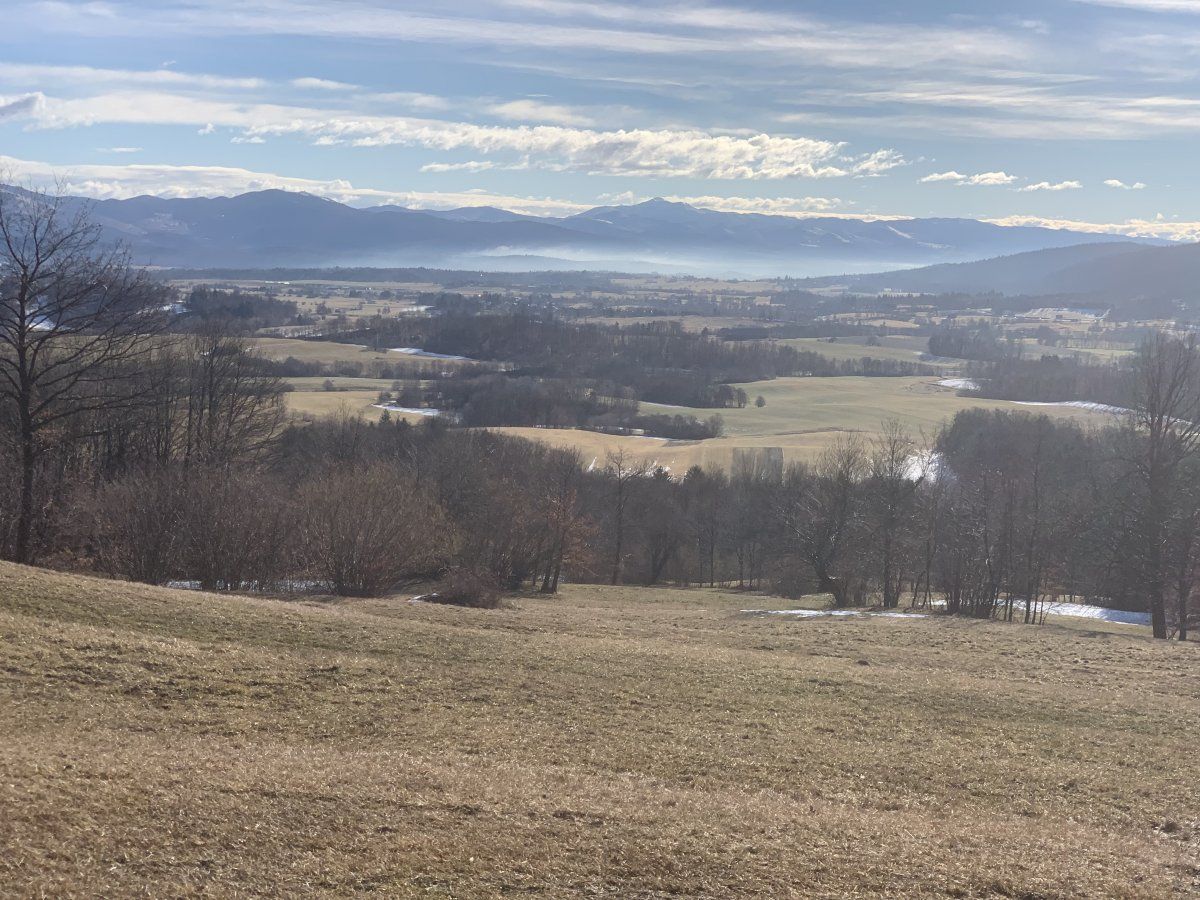 sensational January morning vista across the Postojna valley with the Snow Mountain peak popping up in the distance.. sensational January morning vista across the Postojna valley with the Snow Mountain peak popping up in the distance..