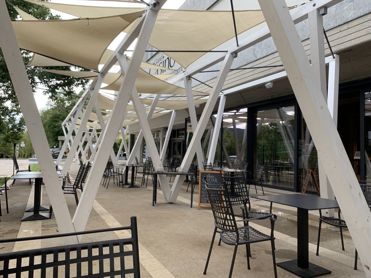revamped cafe terrace outside the main hotel..