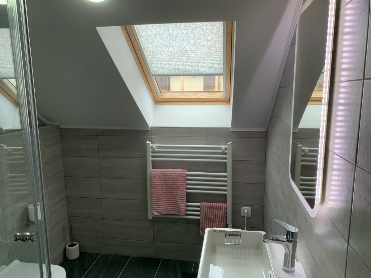 Handy heated towel rail in bathroom.. Handy heated towel rail in bathroom..