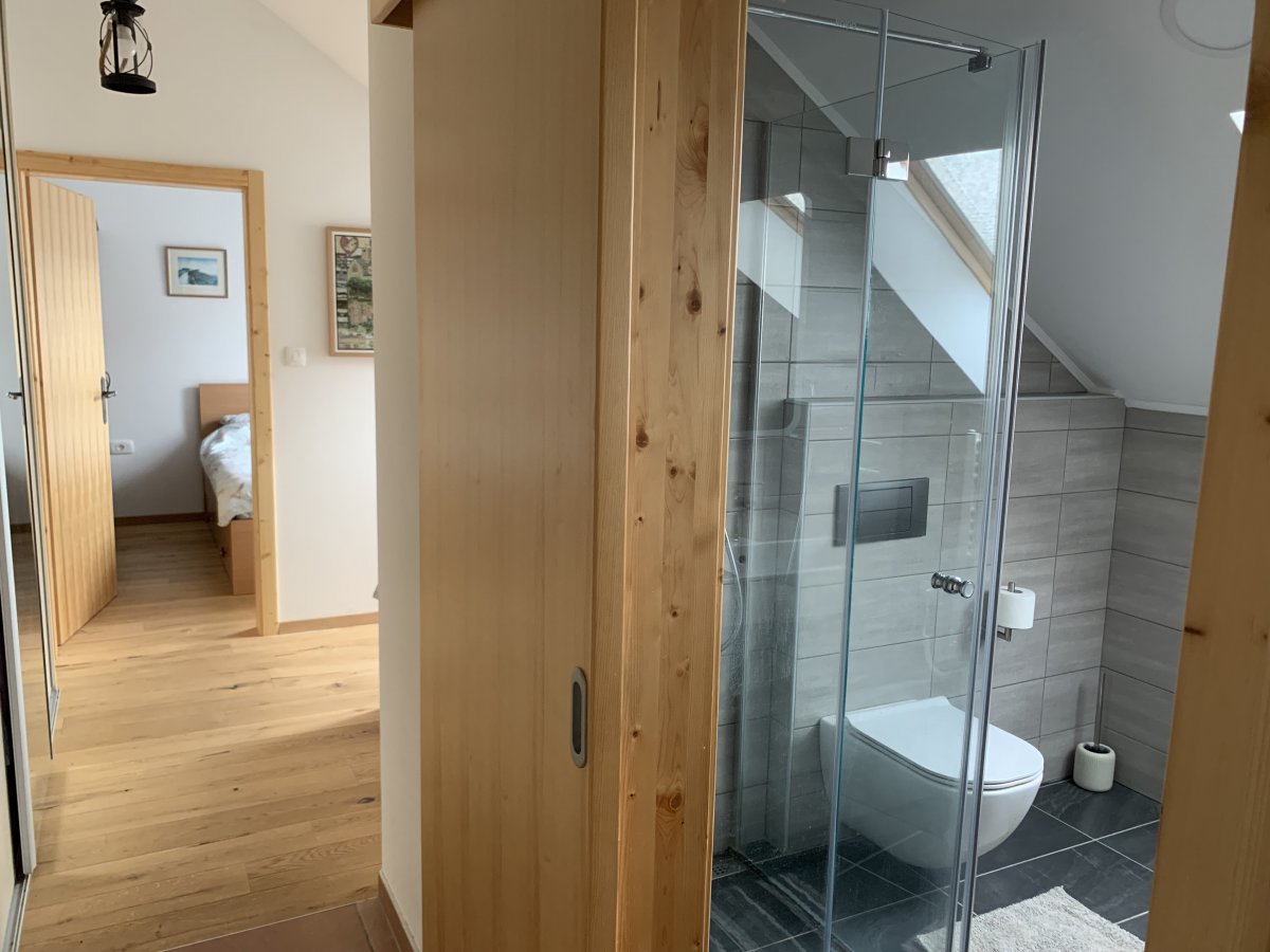 Bathroom slide door, leading to the sleeping zone.. Bathroom slide door, leading to the sleeping zone..