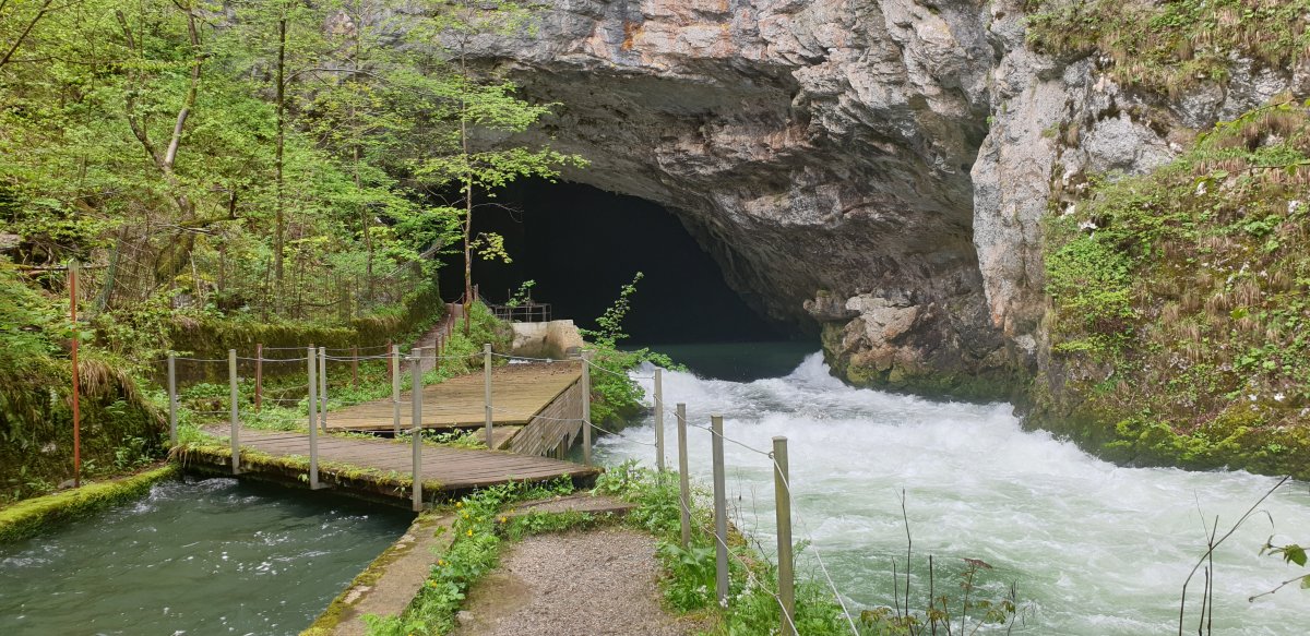one of the most beautiful cave entrances in Green Slovenia in Planina.. one of the most beautiful cave entrances in Green Slovenia in Planina..