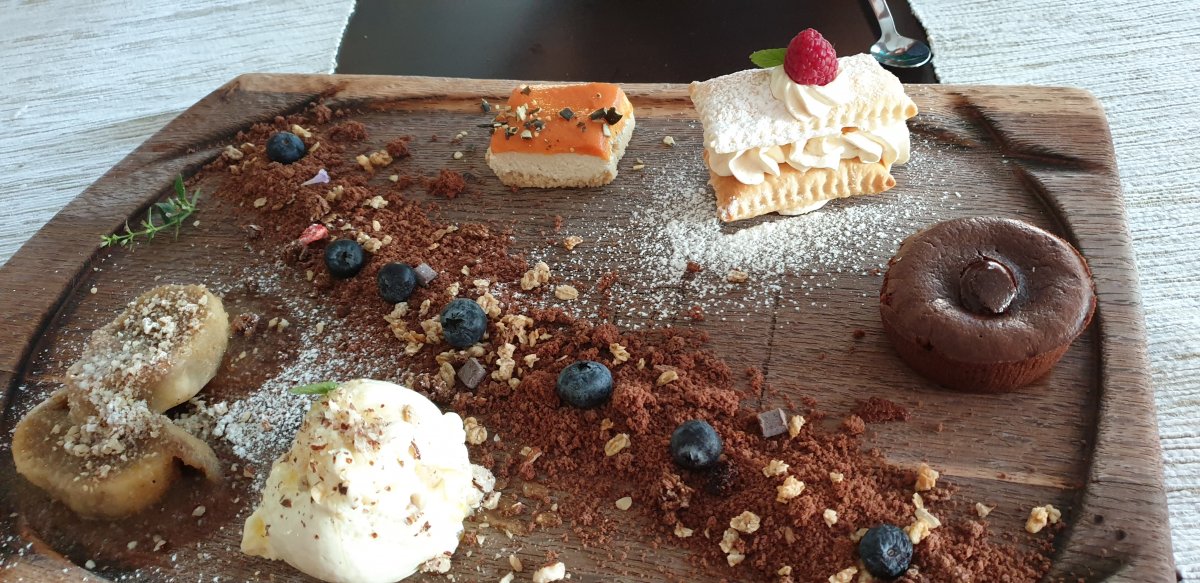 dessert board at Theodosius.. we have NEVER had the same choices here, always different! dessert board at Theodosius.. we have NEVER had the same choices here, always different!