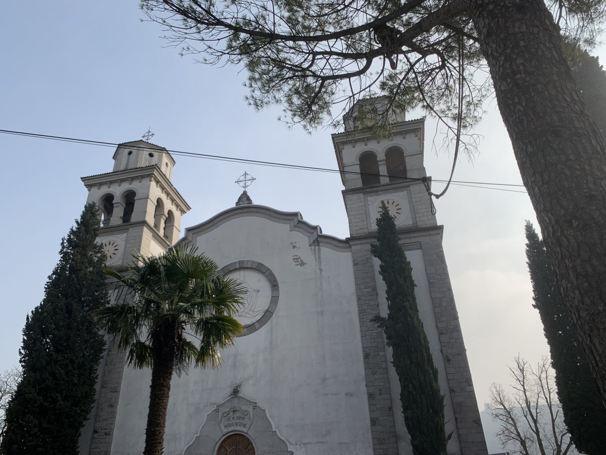 Miren castle as it is called is a really huge twin towered church.. Miren castle as it is called is a really huge twin towered church..