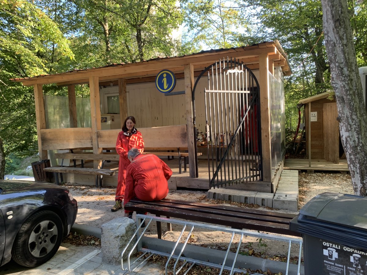 meet at the Cave cabin to get decked out in caving gear..