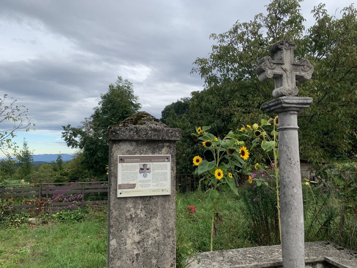 Whizz back past this stone cross to see the final legend hidden away in the forest below the hill.. Whizz back past this stone cross to see the final legend hidden away in the forest below the hill..