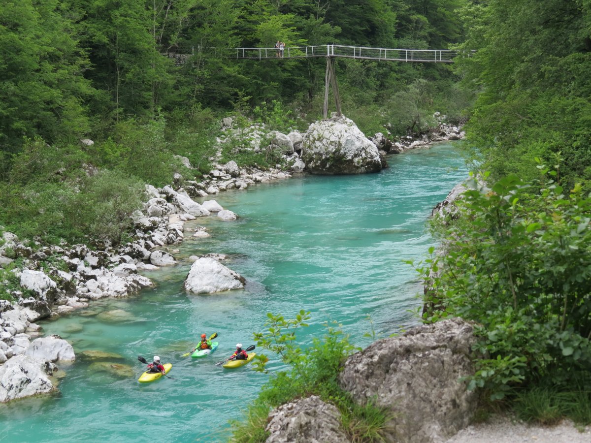 If you are lucky you will see kayakers gliding along the Soca river.. or even do it yourself.. If you are lucky you will see kayakers gliding along the Soca river.. or even do it yourself..