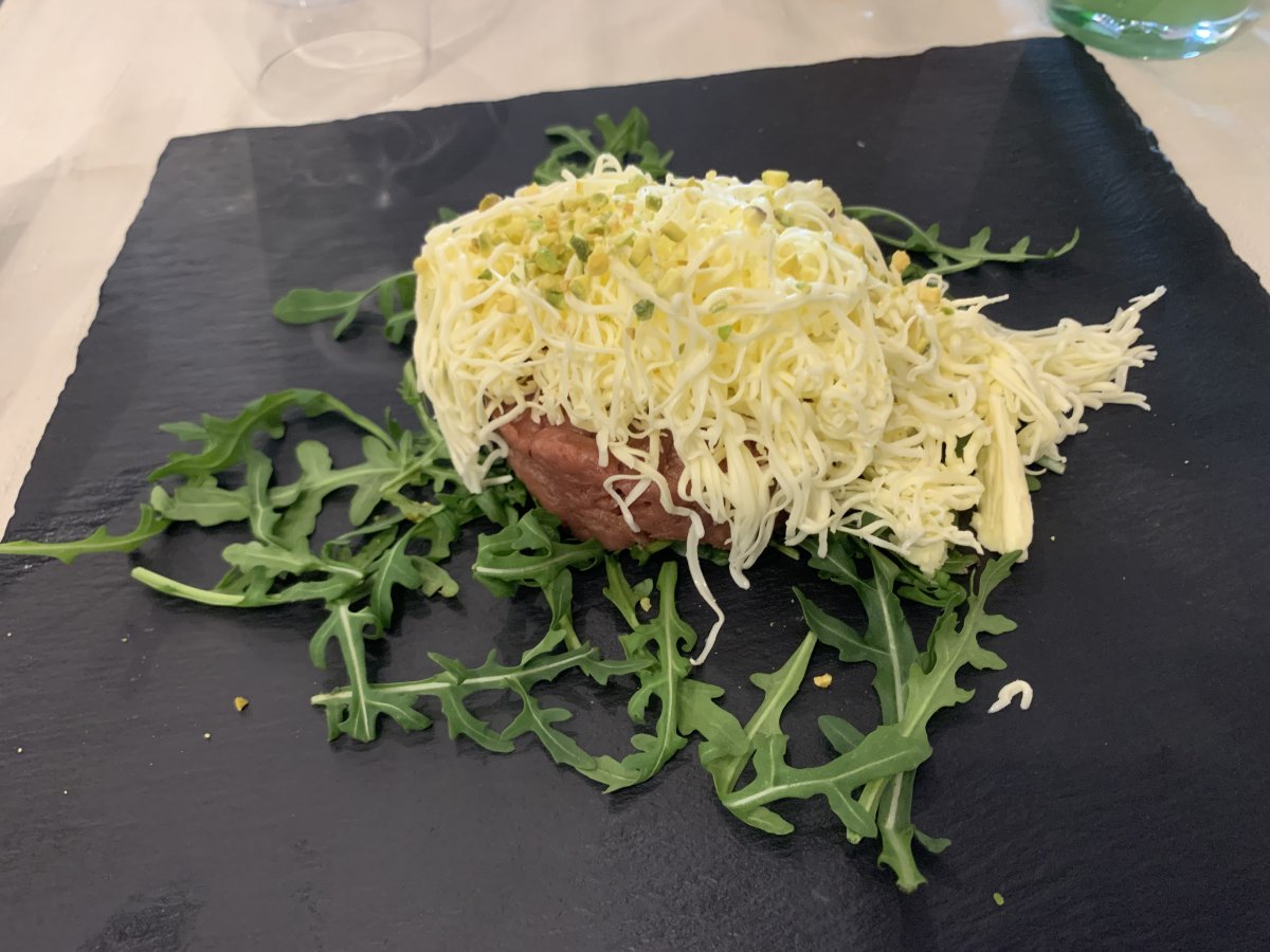 You get toast with this generous beef tartare to spread all this butter on at Pri Damjanu.. You get toast with this generous beef tartare to spread all this butter on at Pri Damjanu..