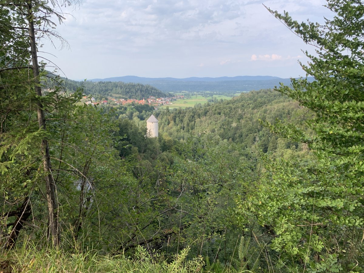 We call this Rapunzel's Tower and it overlooks the huge Planina Disappearing Lake.. We biked to this spot from the Lodge.. We call this Rapunzel's Tower and it overlooks the huge Planina Disappearing Lake.. We biked to this spot from the Lodge..