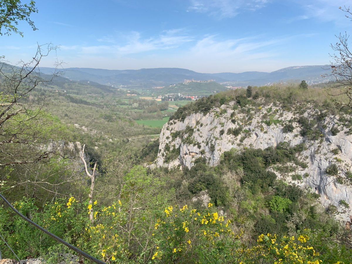 Stunning view from the top of the Gorge back to the hill top village of Buzet.. Stunning view from the top of the Gorge back to the hill top village of Buzet..