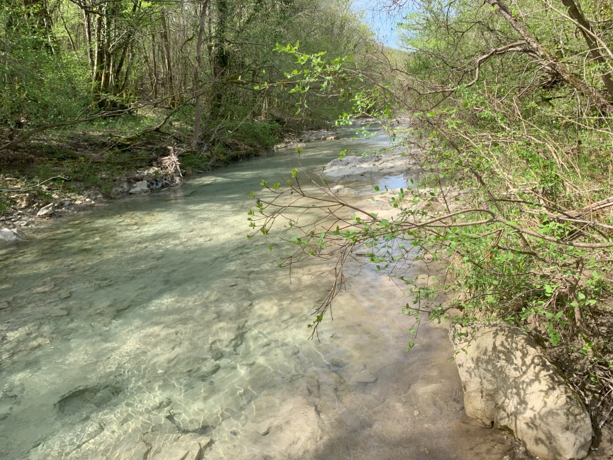Several spots to walk down to the Mirna river as you head along it after Kotli.. Several spots to walk down to the Mirna river as you head along it after Kotli..