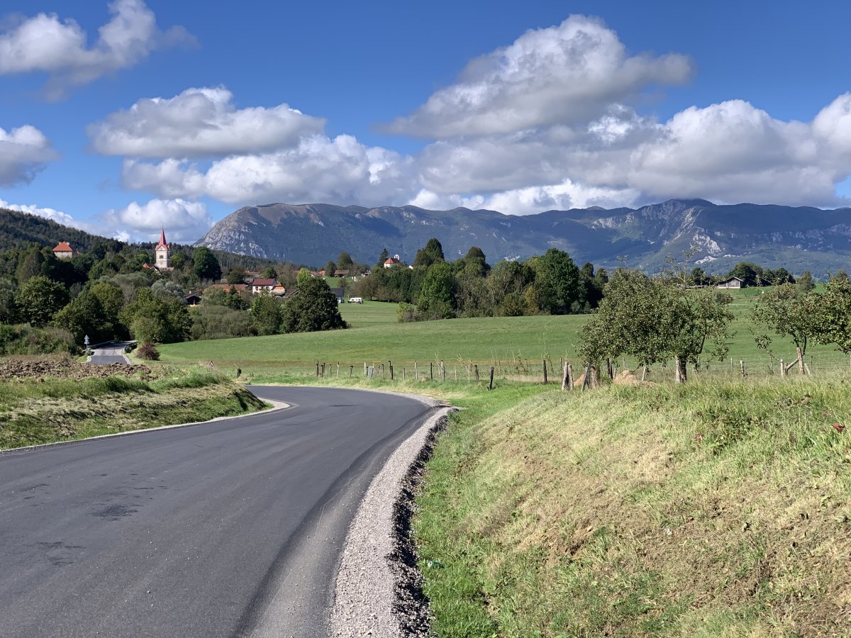 Returning to Orehek, Little Nut on a quiet local road, with castle, church, church mountain vista, this is Green Slovenia Baby.. Returning to Orehek, Little Nut on a quiet local road, with castle, church, church mountain vista, this is Green Slovenia Baby..