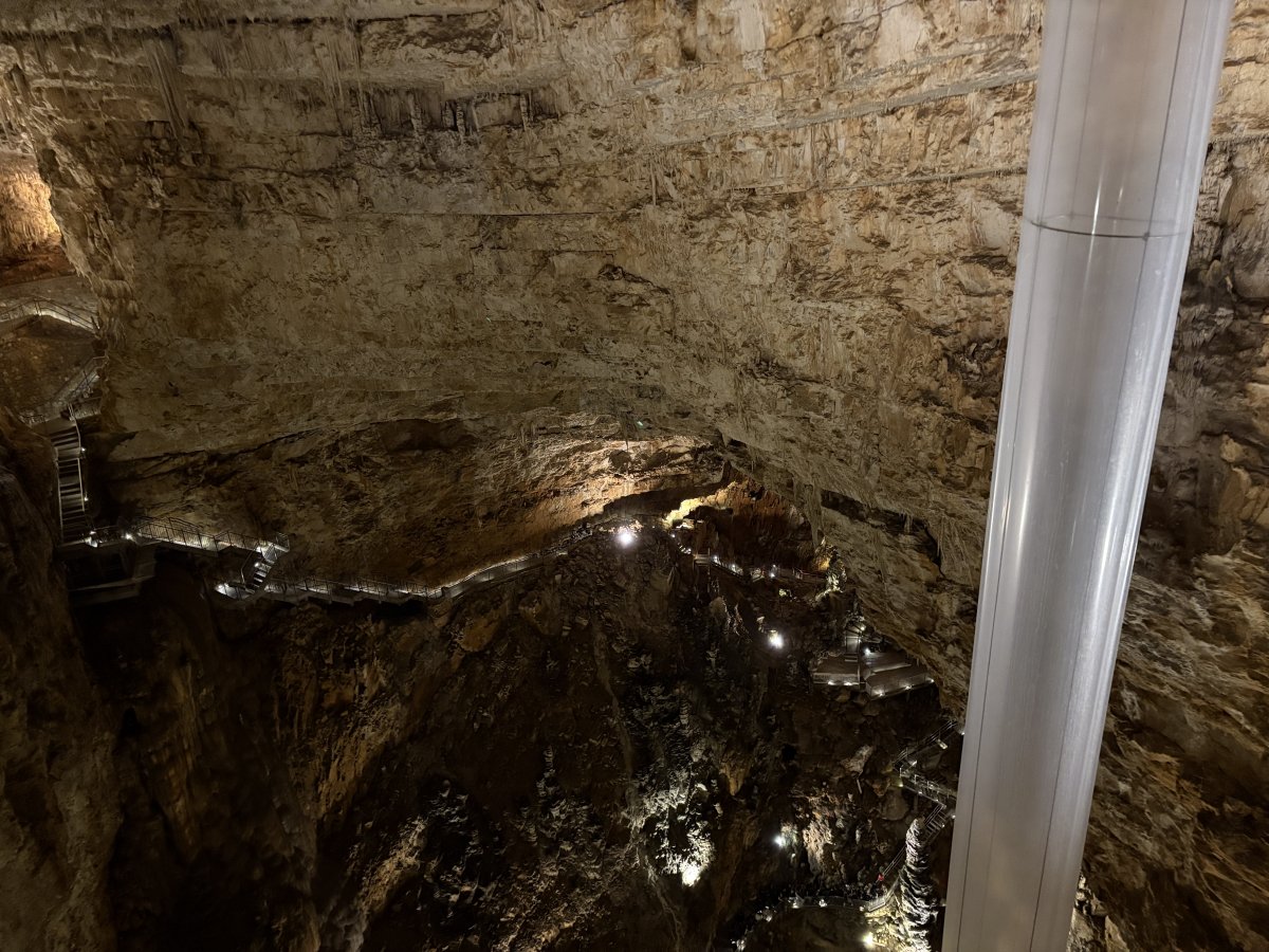 Your legs might wobble a bit when you reach the top of the cave next to these long plastic tubes.. Your legs might wobble a bit when you reach the top of the cave next to these long plastic tubes..