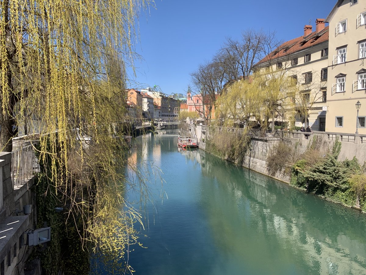 Ljubljana.. Cafes and restaurants along the river.. Ljubljana.. Cafes and restaurants along the river..