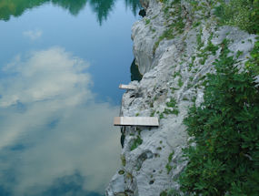 diving boardson slovenian river