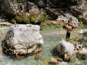have a swim in tolmin gorge, slovenia